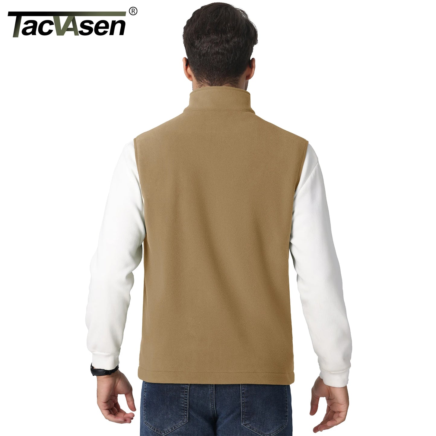 TACVASEN Men's Fleece Vest Zip Up Lightweight Sleeveless Jacket Warm Polar Fleece Outerwear with Pockets Casual Golf Hiking Vest