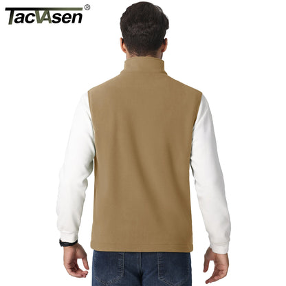 TACVASEN Men's Fleece Vest Zip Up Lightweight Sleeveless Jacket Warm Polar Fleece Outerwear with Pockets Casual Golf Hiking Vest