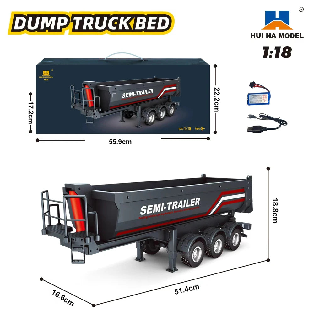 HUINA 1/18 19CH RC Truck 1501 770S Alloy Tractor 2.4G Remote Control Engineering Trailer Truck with Light and Sound Toys