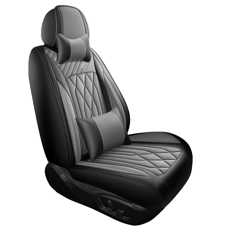 Front single-seat car seat cover, with headrest and lumbar support, universal style, suitable for most models