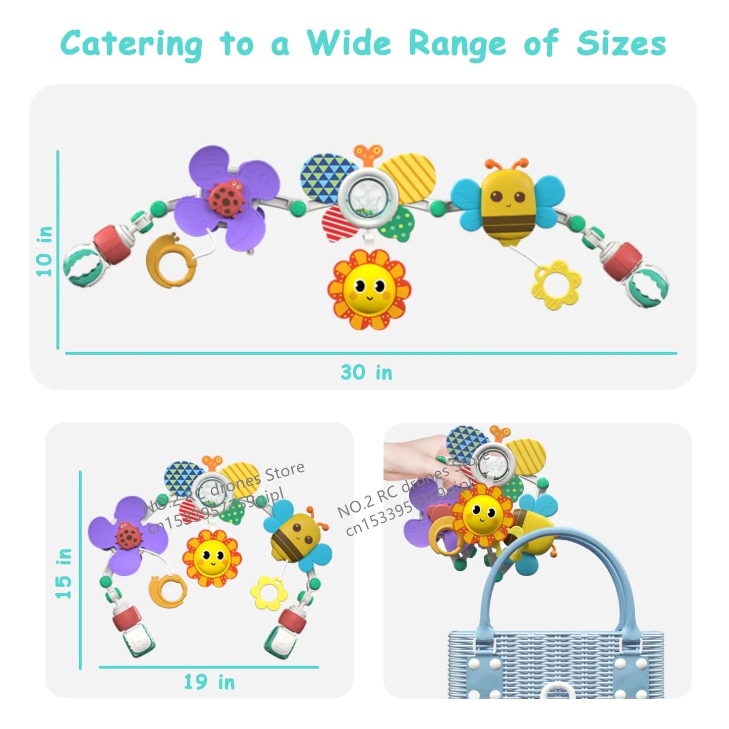 Crib Hanging Bell Stroller Arch Clip Foldable Sunflower Baby Interactive Rainbow Toys Infant Grab Exercise for Son Daughter Gift