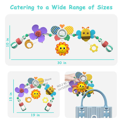 Crib Hanging Bell Stroller Arch Clip Foldable Sunflower Baby Interactive Rainbow Toys Infant Grab Exercise for Son Daughter Gift
