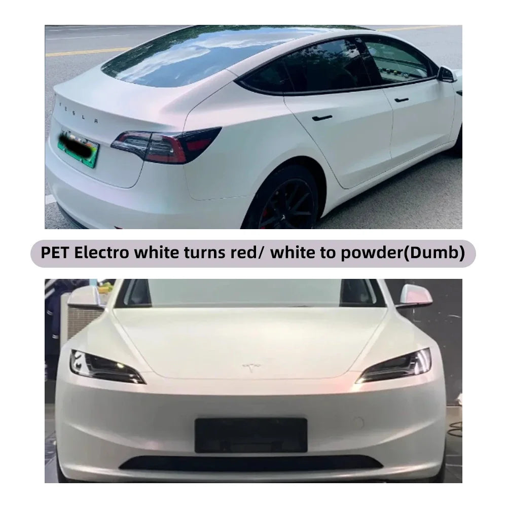 Matte White to Red Color Shift Car Vinyl Wrap Self Adhesive Air Release Bubble Free Full Body Sticker 1.52x18m