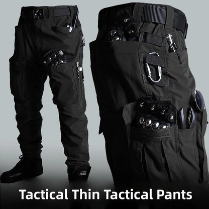 Black American Style Outdoor Training Pants Quick Dry Tactical Multi Pocket Men's Waterproof Wear Resistant Cargo Pants