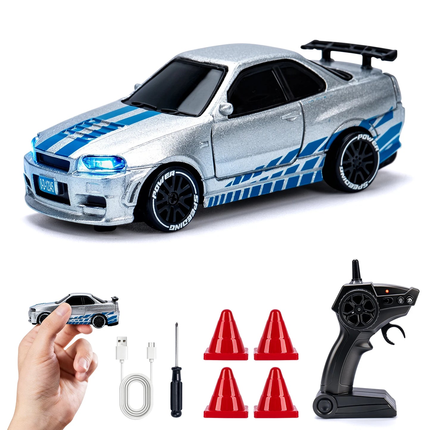1/64 High Speed Drift RC Car with Light 2.4G 4WD Remote Control Car Mini Racing Model Cars Desktop Full Proportion Cars Gifts
