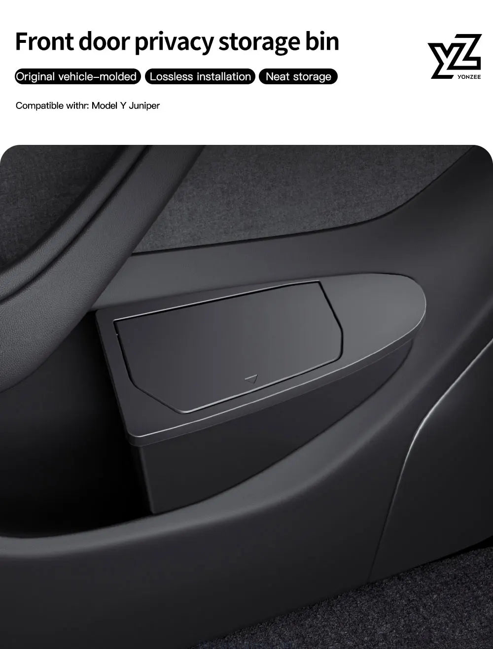 YZ Front Door Storage Trash Can for Tesla Model Y/YL Juniper Car Door Storage Box Multi Functional organizador Car Accessories