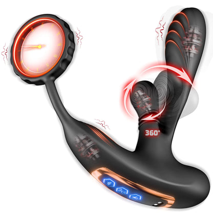 Anal Vibrator Prostate Massager with Cock Ring Buttplug Stimulator with 10 Kneading & 10 Vibrating Modes Sex Toys for Men Gay
