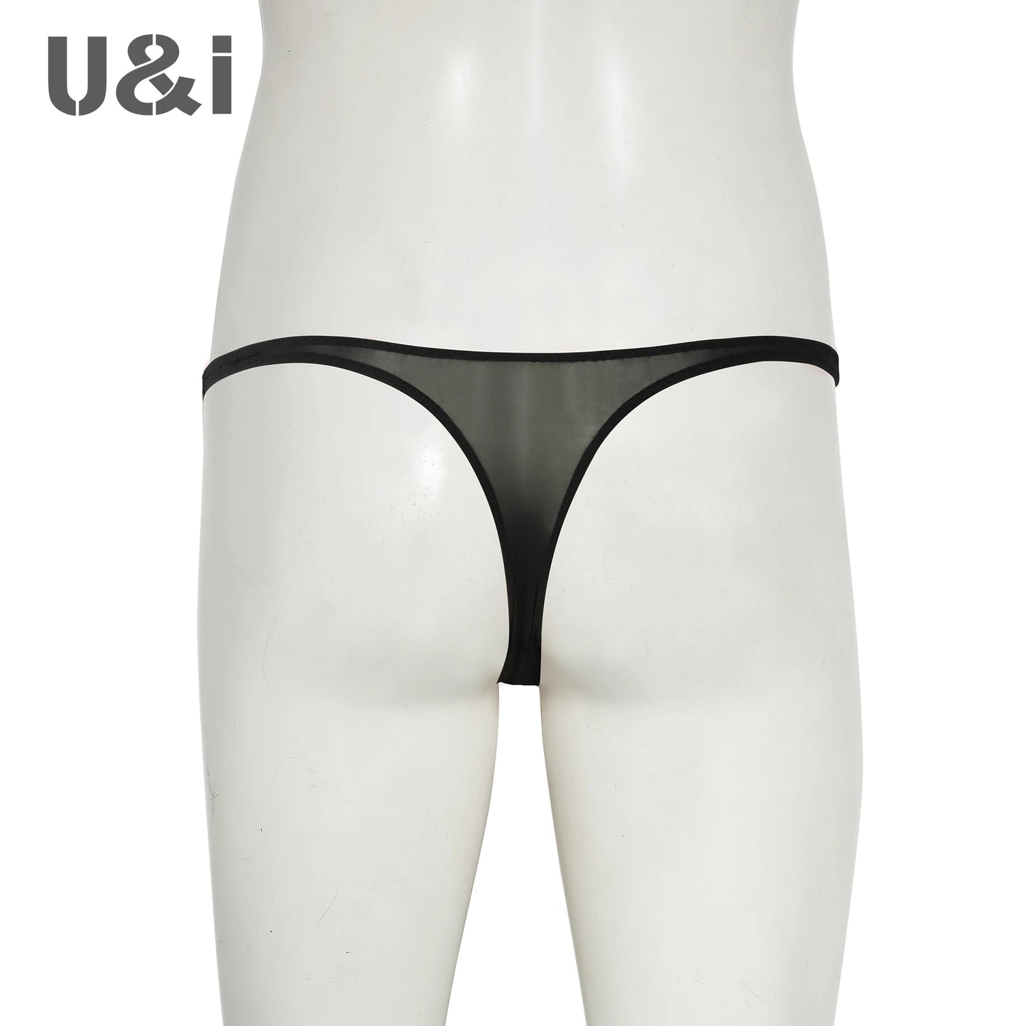 U＆I Men's Sexy G-String Underwear Trendy Personality Ultra-Thin 50g Transparent High-Elastic 3D Pouch T-Style Briefs