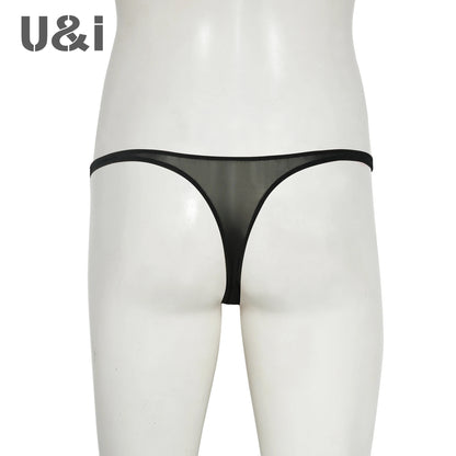 U＆I Men's Sexy G-String Underwear Trendy Personality Ultra-Thin 50g Transparent High-Elastic 3D Pouch T-Style Briefs
