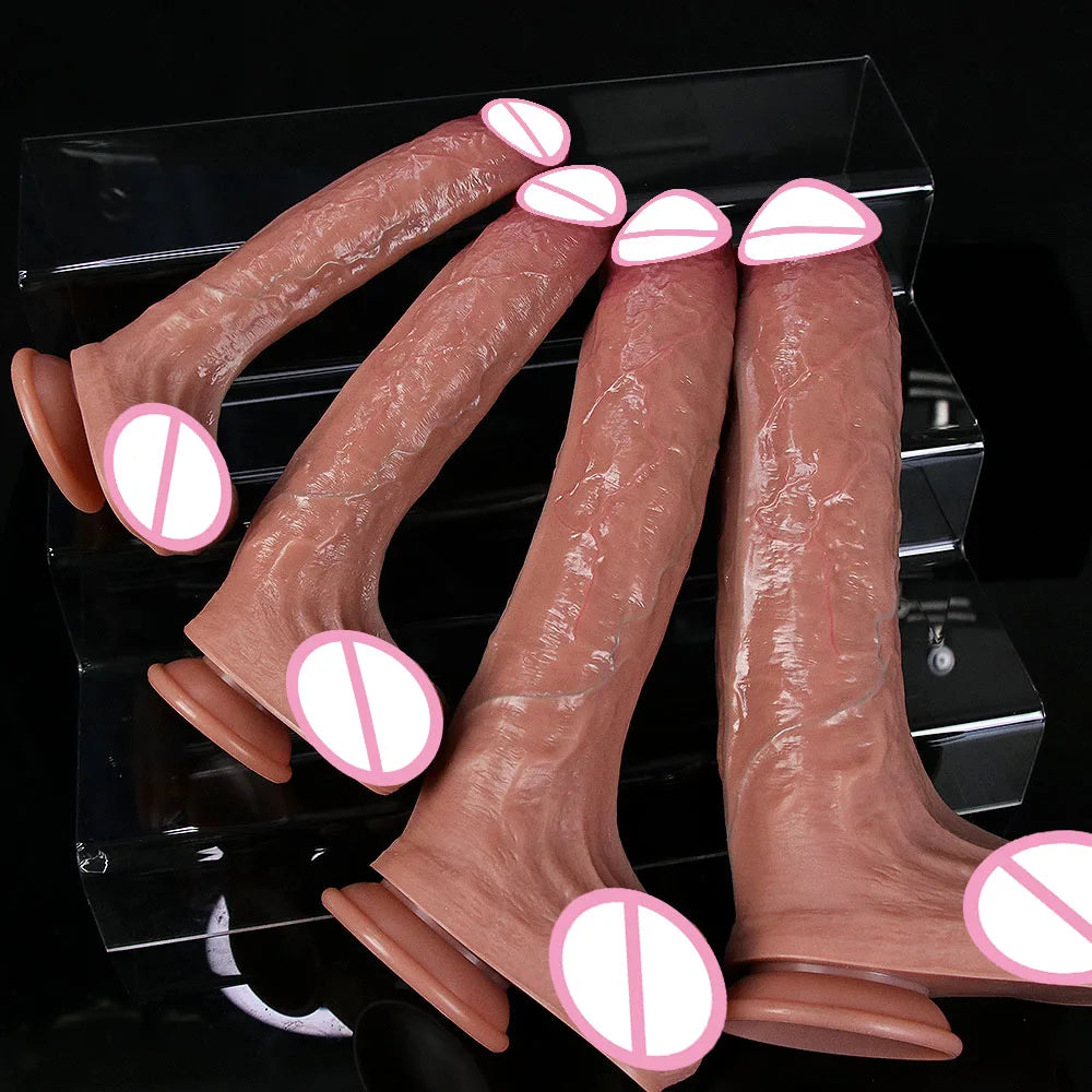 4Sizes Realistic Soft Big Dildo Double Silicone Suction Cup Penis Couples Masturbation Huge Cock Woman Man Anal Adult Sex Toy