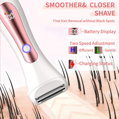Wet & Dry electric Epilator for Legs and Body, IPX7 Waterproof, Portable Female Shaver Lady Bikini Trimmer Facial Hair Remover