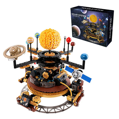 946PCS Electric Solar System Planetarium MOC Building Blocks DIY STEM Educational Home Decor Toy Kids Birthday Gift