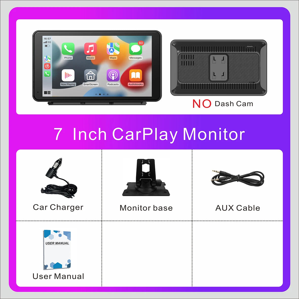 Pionray 11 inches android auto Universal Portable Carplay for Car Screen Car Radio WIFI Video Wireless Carplay Screen for Apple