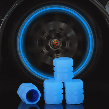 Luminous Car Tire Valve Caps Fluorescent Wheel Tire Decor Night Glowing Tyre Valve Stem Caps for Car Motorcycle Bike Accessories