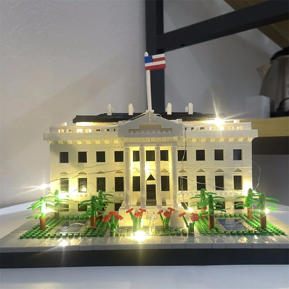 Knew Built Micro Mini Building Block with USB LED Light, White House Toy, Architecture Model, Ideal Decorative Piece Home Office