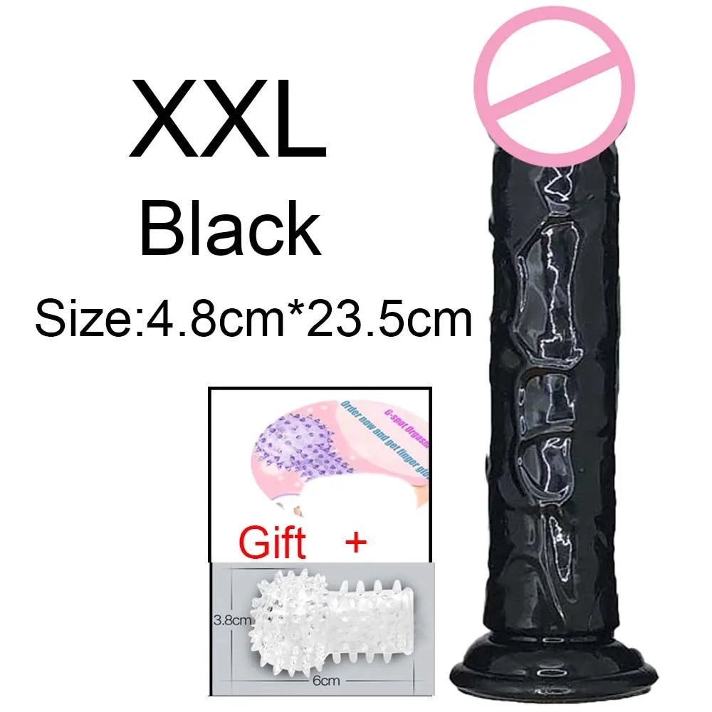 Cheap Women Erotic Anal 5 Colors Big Transparent Dildo Suction Cup Jelly Dick Sex Toys Soft Clitori Vaginal Masturbators Penis