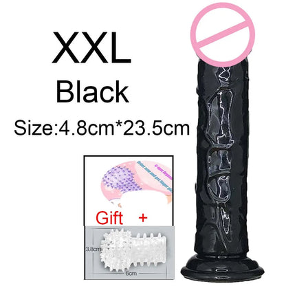 Cheap Women Erotic Anal 5 Colors Big Transparent Dildo Suction Cup Jelly Dick Sex Toys Soft Clitori Vaginal Masturbators Penis