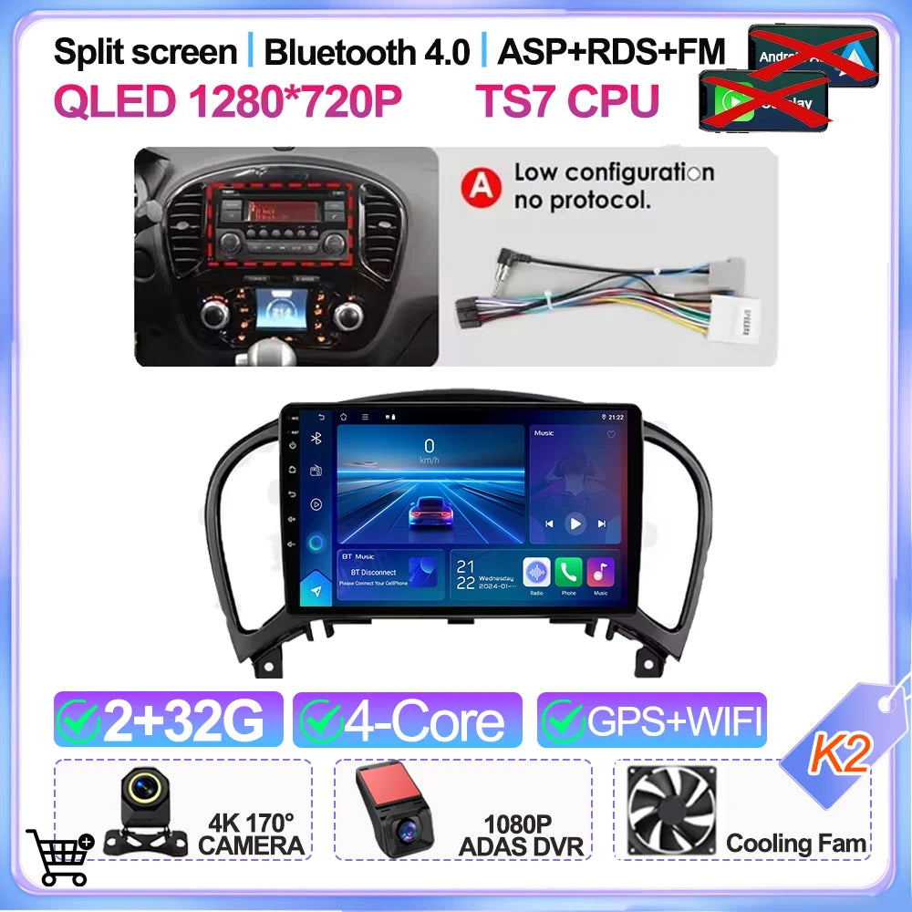 For Nissan Juke Yf15 2010 2011 2012 2013 2014 Carplay Auto 5g+wifi Gps Car Radio Navigation Multimedia Video Player Stereo Bt