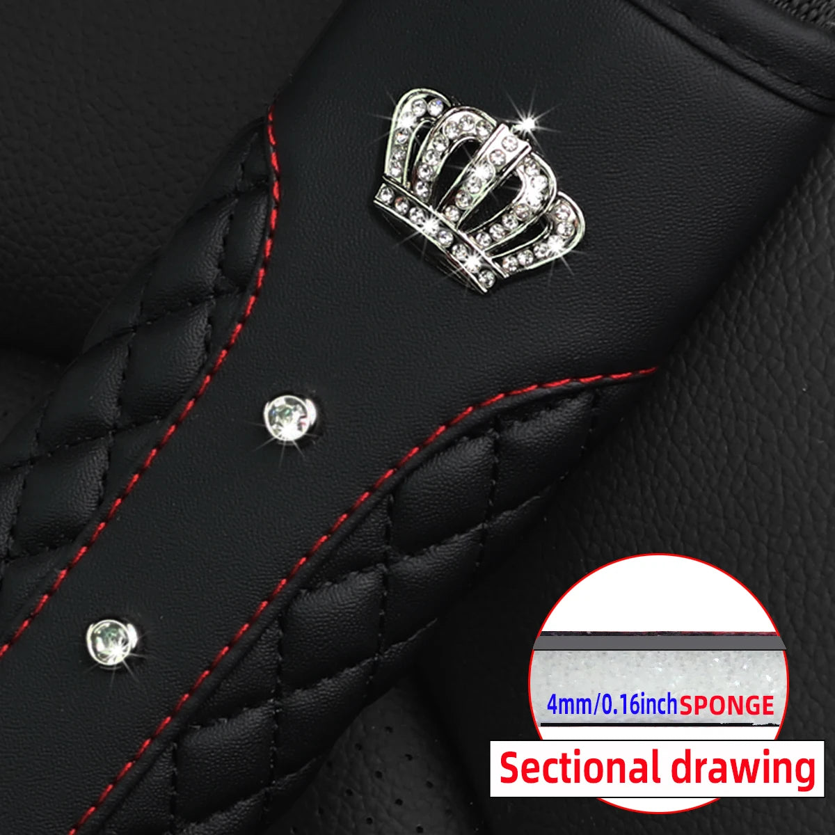 1 Diamond-encrusted Blingbling Metal Crown Faux Sheepskin Car Supplies Seat Belt Shoulder Strap Comfort Safety Belt