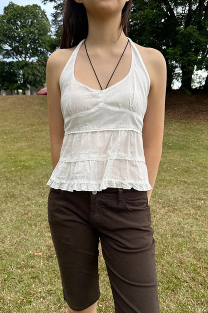 Brandy Melville Pure Cotton Three-Button Base Layer Vest Sweet Style V-Neck Sleeveless Tank Top for Women Spring Summer