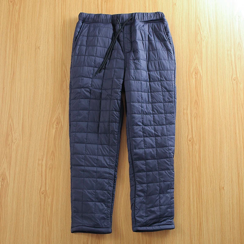 Thickened Fleece Men's Casual Straight Leg Cotton Pants Warm Elastic Waist Pure Color Autumn Winter Leisure Trousers
