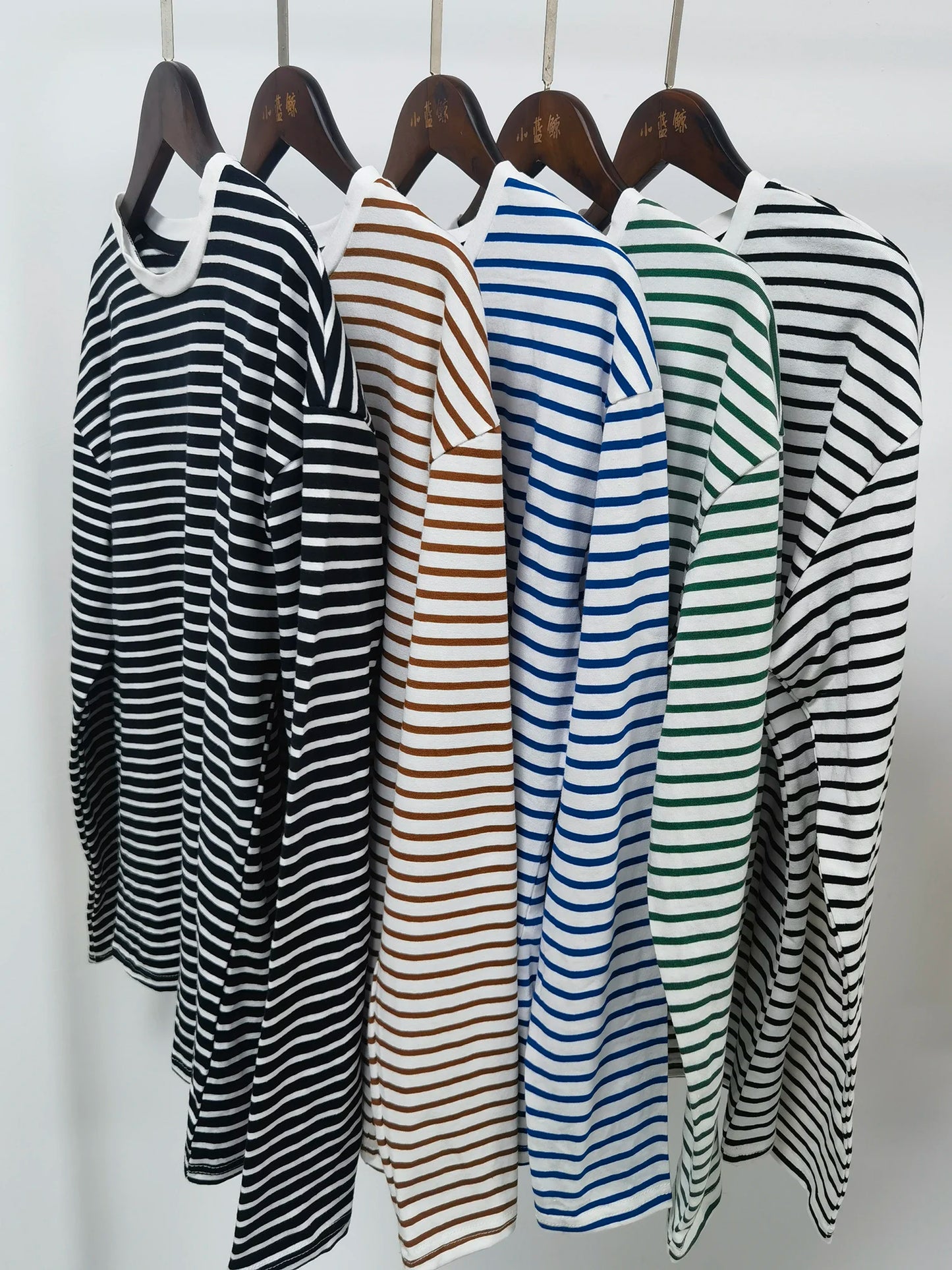 Bornladies 2025 Summer Long Sleeve Striped T-Shirts Women Basic Casual Tops Female Cozy Loose Cotton Tees Harajuku T Shirt New