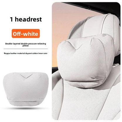 High Quality Universal Car Headrest Cushion Car Seat Neck Pillow High-grade Leather Breathable Lumbar Support Car Pillow