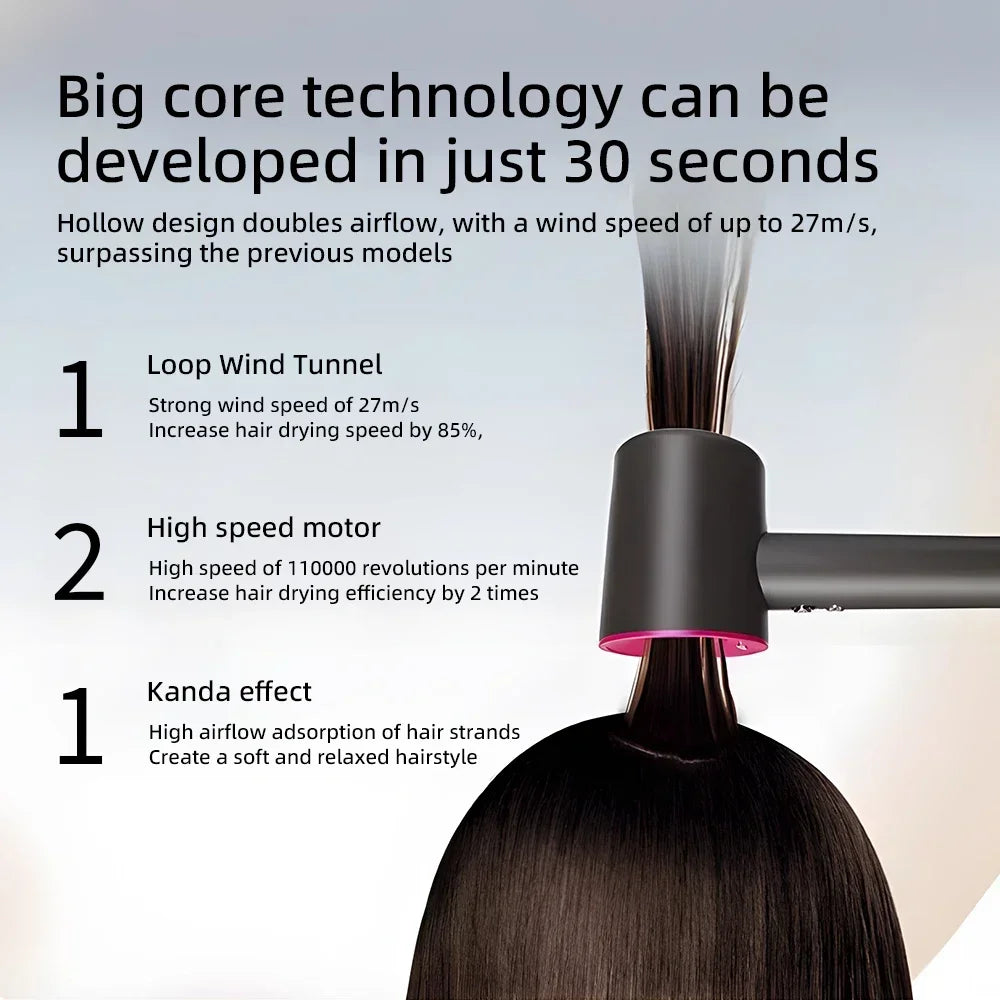 2026 Home Travel Professional Leafless Wall-mounted Hair Dryer Negative Ion with Air Collecting Scattering Nozzle Salon Tool