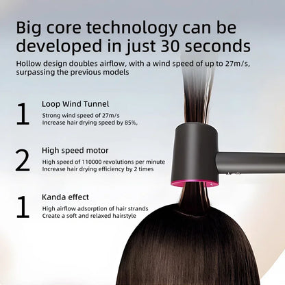 2026 Home Travel Professional Leafless Wall-mounted Hair Dryer Negative Ion with Air Collecting Scattering Nozzle Salon Tool