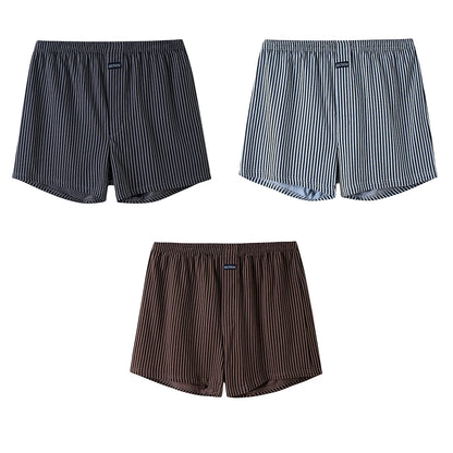 3PCS/Pack Loose Lengthed 140Kg Men Panties Big Size 100% Cotton Cozy Breathable Alo Boxer Trendy Striped Underwear Hidden Button