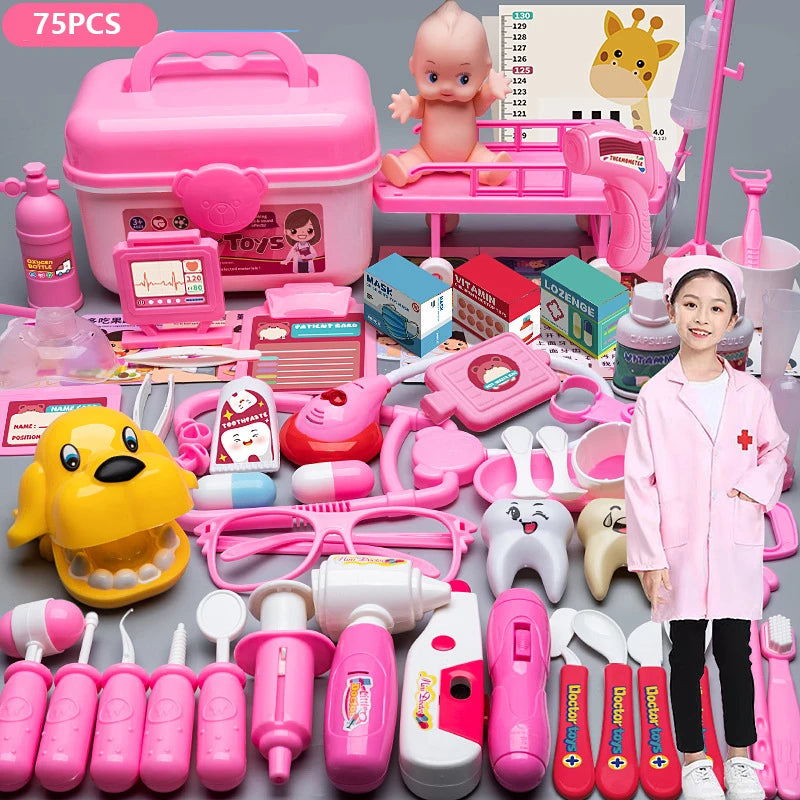 Doctor Toys for Kids Doctor Pretend Play Set Children Medical Dentist Tools Stethoscope Educational Toy Gift for Boy Girl