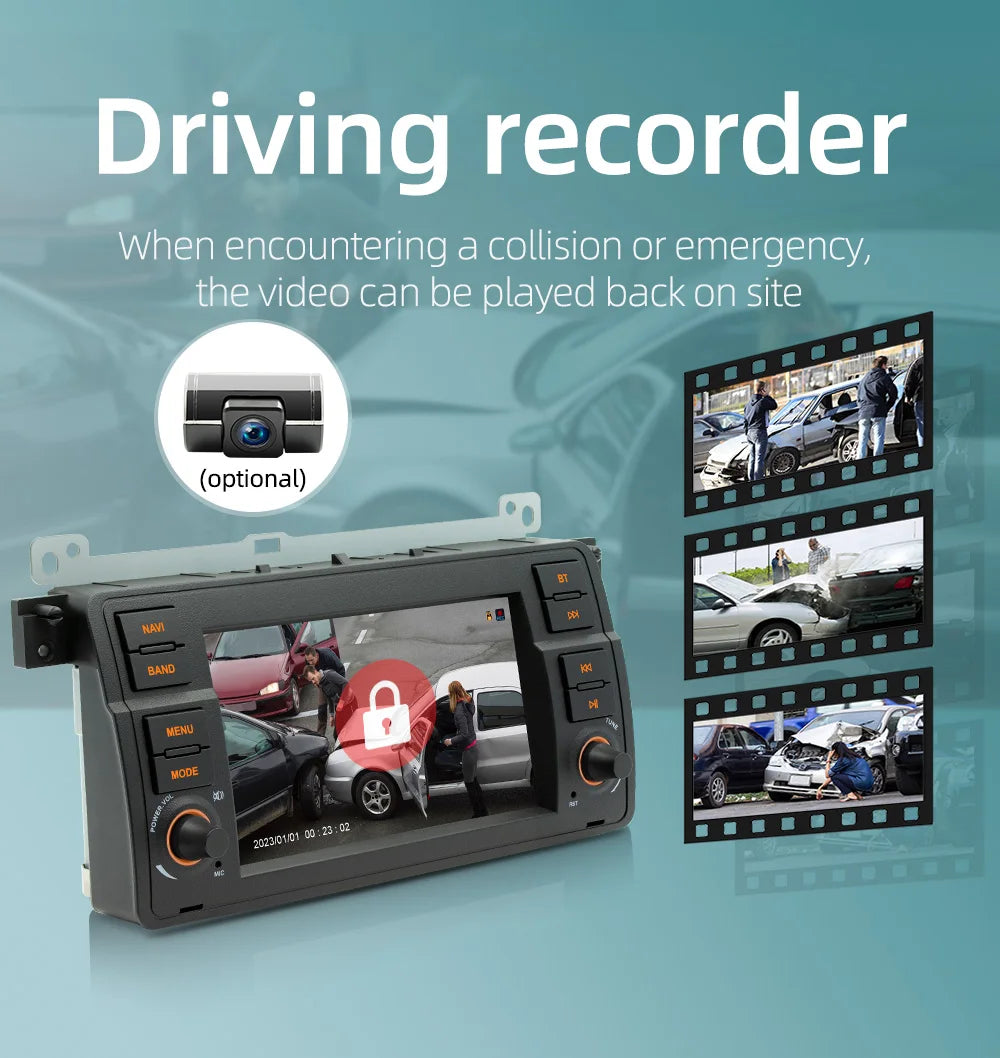 BQCC 7 Inch Android 13 Quad/Octa Core Carplay car Radio WIFI GPS 4G car stereo Navigation player MirrorlinkFor Bmw E46 1998-2006