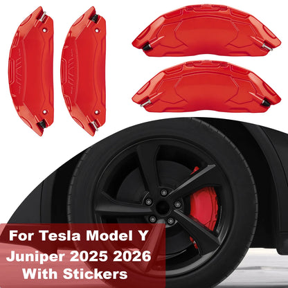 For 2025-2026 Tesla Model Y Juniper, 19/20" Aluminum Brake Caliper Covers 4pcs with stickers, CN/USA or Berlin production