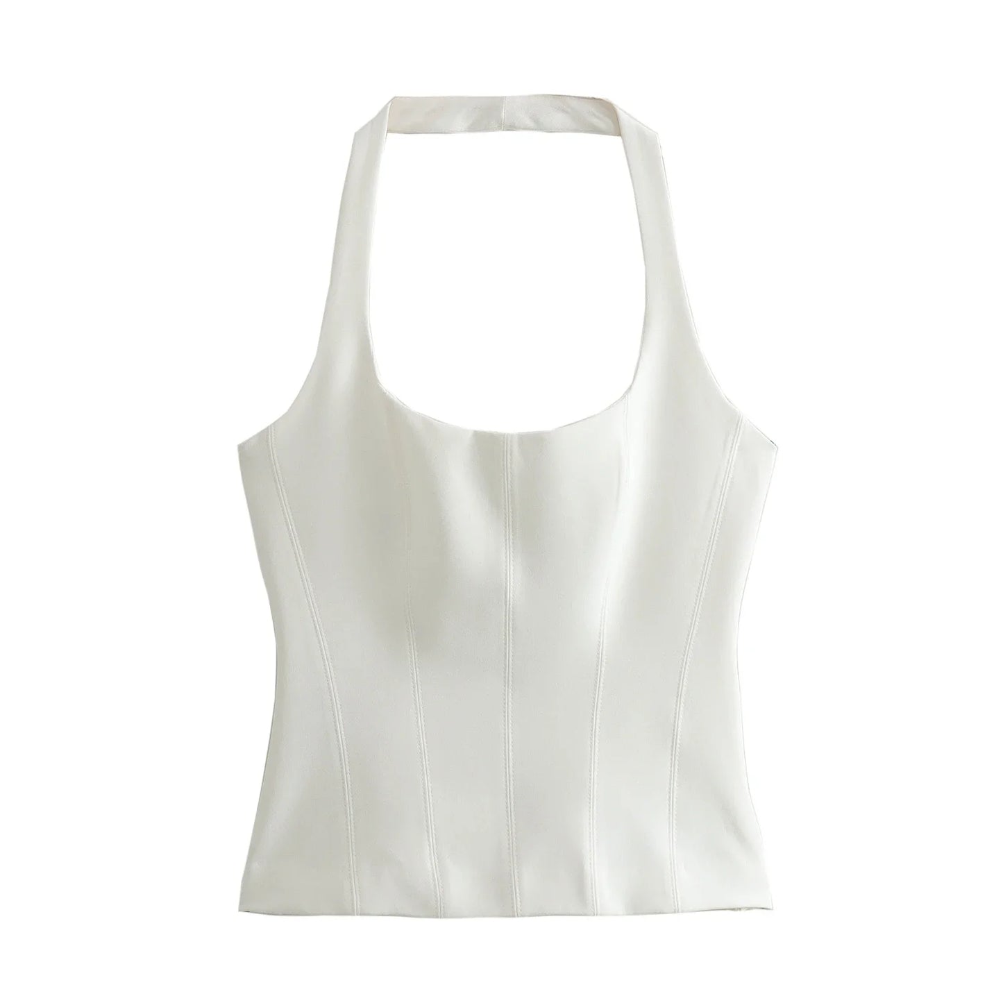 BSAY Women Fashion Summer White Halter Backless O-neck Comfortable Sling Crop Top Chic Female Sexy Streetwear Vest Mujer