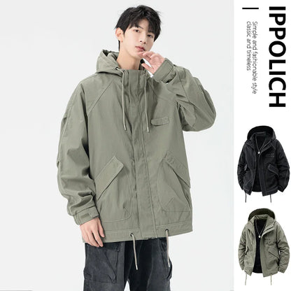 Spring Men's Jacket Outdoor Camping Trekking Jacket Fashion Loose Casual Jackets Autumn Hooded Coats Windproof Male Outerwear
