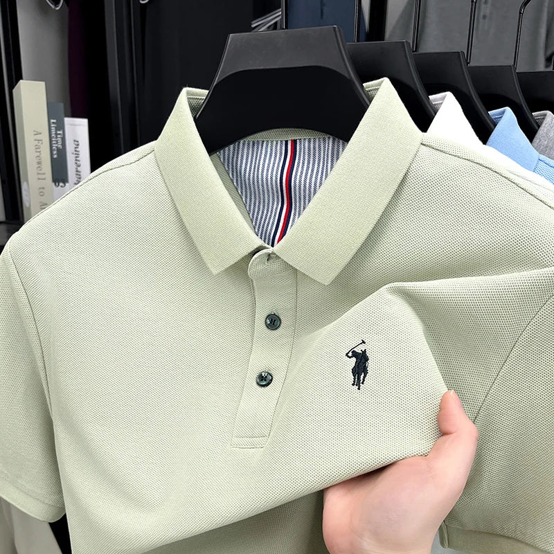 High end brand 100% cotton short sleeve polo shirt men luxur pony embroidery comfort breathable fashion T-shirt summer new top