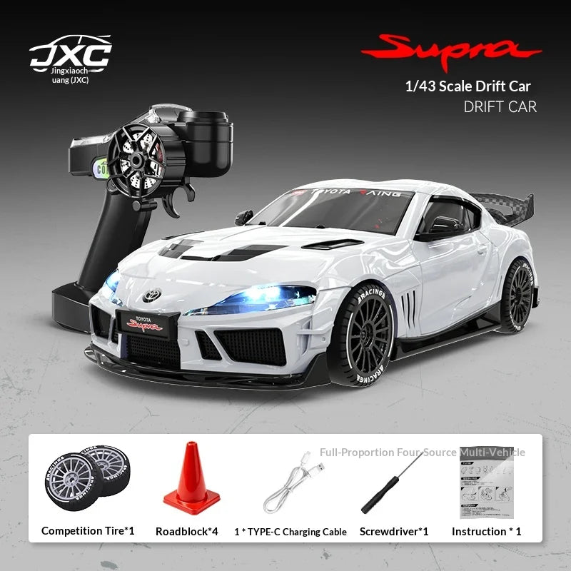 New 1:43 RC Drift Car, 2.4G Four-wheel Drive, with Steering Gyroscope Adjustable Speed Cool Light, JXC SP4301 RC Car Toy Gift