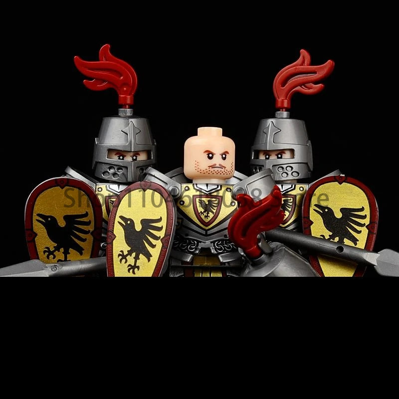 Green Dragon Raven Knights Shield Action Figures MOC Medieval Ancient Knights Scene Building Block Creative Toys for Children