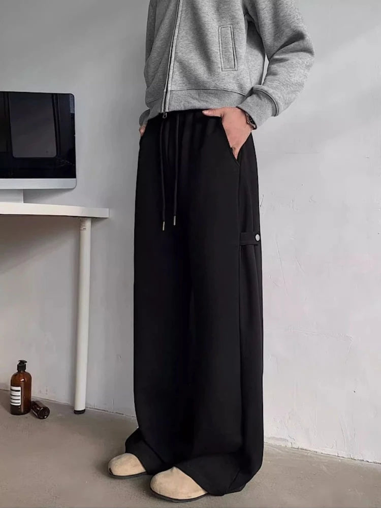 Men’s Grey Deconstructed Cargo Pants Heavyweight Oversized Wide Leg Trousers Floor Length Casual Streetwear for Spring Autumn