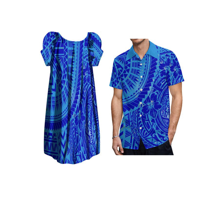 New Design Customize Polynesian Print Micronesian Loose Casual puffy dress Plus Size Women Clothing