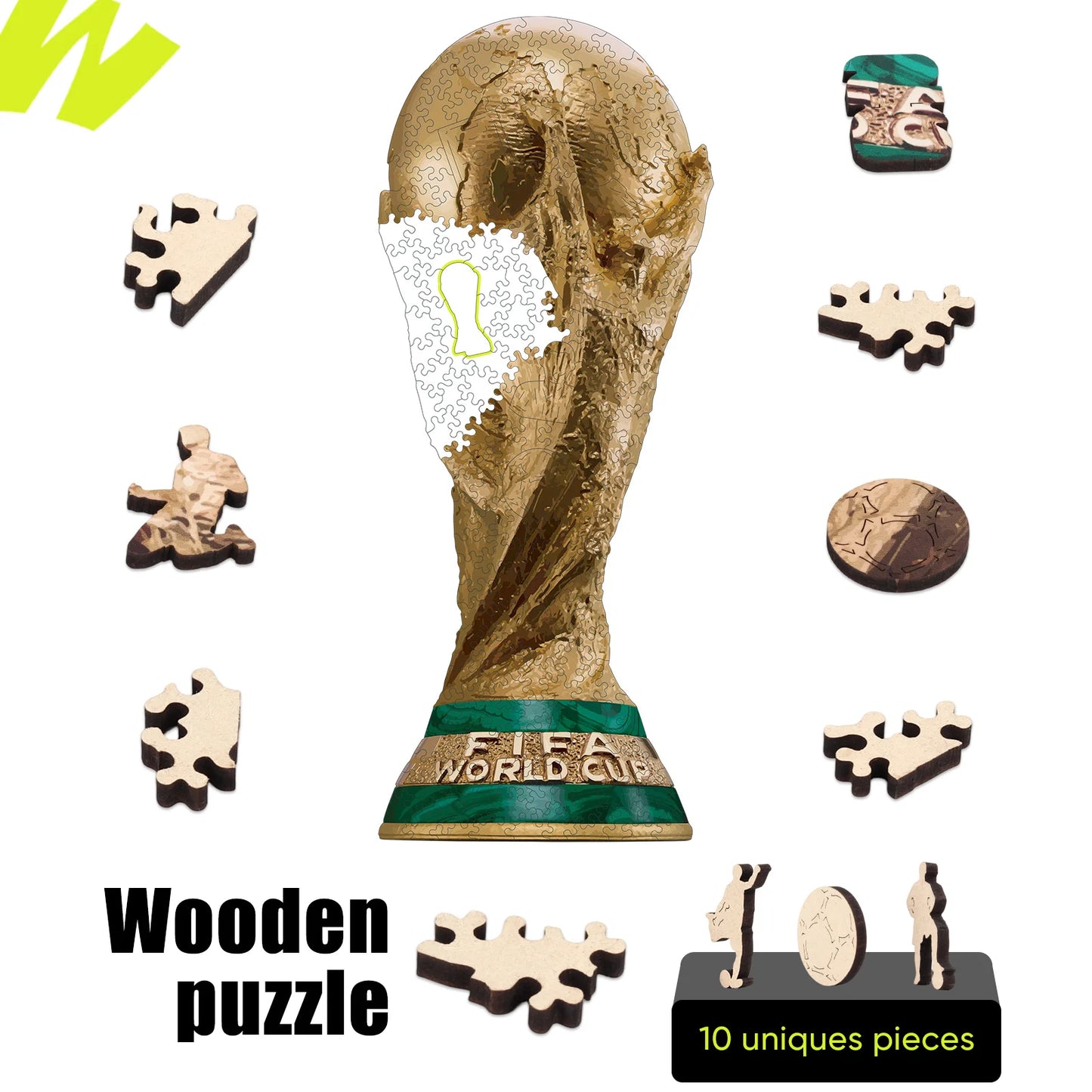 FIFA Official 2026 USA Mexico Canada World Cup Trophy Wooden Puzzle Laser Cut 3D Puzzle Home Decor Football Fans Souvenir Gifts