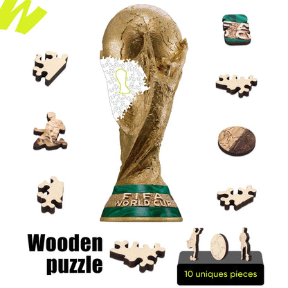 FIFA Official 2026 USA Mexico Canada World Cup Trophy Wooden Puzzle Laser Cut 3D Puzzle Home Decor Football Fans Souvenir Gifts