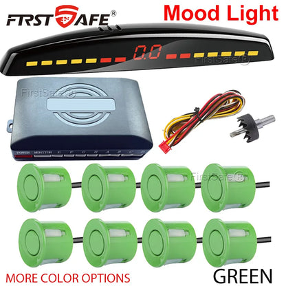 FirstSafe Factory Parking Sensor Kit Front Rear Mood Light Display 6/8 Radar Sensors Auto Backup Monitor Detector Accessories