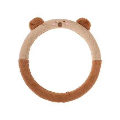 2025NEW Cute Cartoon Cute Plush Steering Wheel Cover Natural Rubber Healthy Breathable Universal 38cm Car Accessories