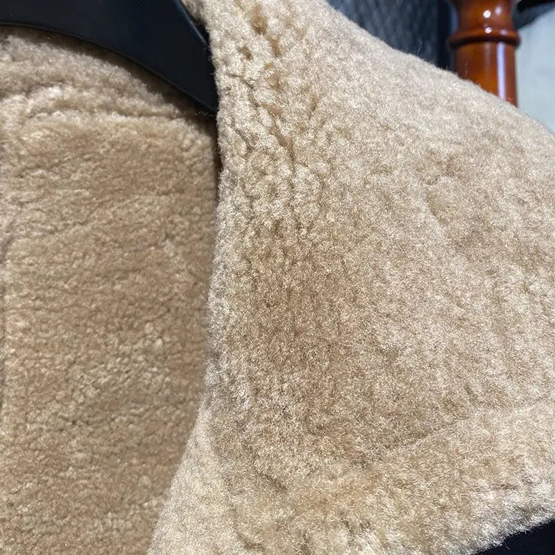 Designer Clothes Men Genuine Leather Coat Natural Sheepskin Shearling Jacket for Male Pilot Outfit Wool Liner Brown 60 62 64 66