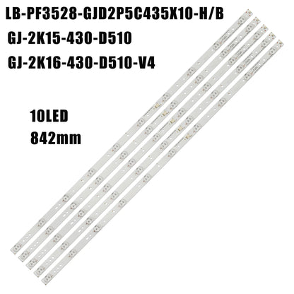 5pcs/lot 10leds LED backlight bar for 43" TV 43CH6000 le43s5970 TPT430US TPT430H3 LB-PF3528-GJD2P5C435X10-B GJ-2K16-430-D510-V4