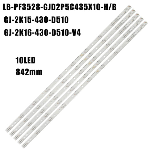 5pcs/lot 10leds LED backlight bar for 43" TV 43CH6000 le43s5970 TPT430US TPT430H3 LB-PF3528-GJD2P5C435X10-B GJ-2K16-430-D510-V4