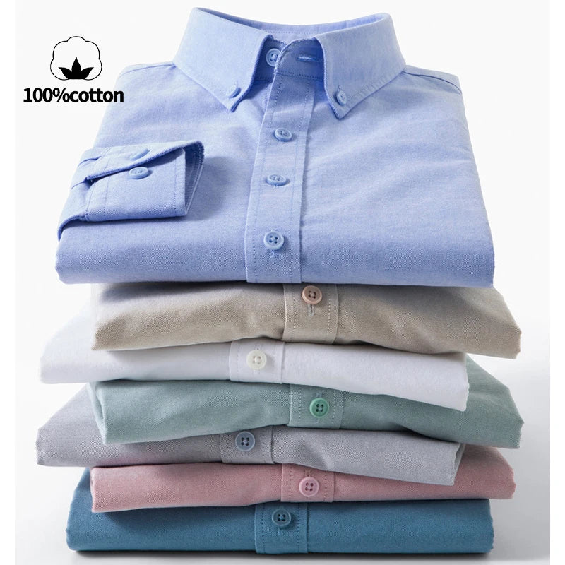 Men's 100% Cotton Oxford Shirt - Breathable Sweat-Wicking Button Down with Slim Fit & Crisp Texture