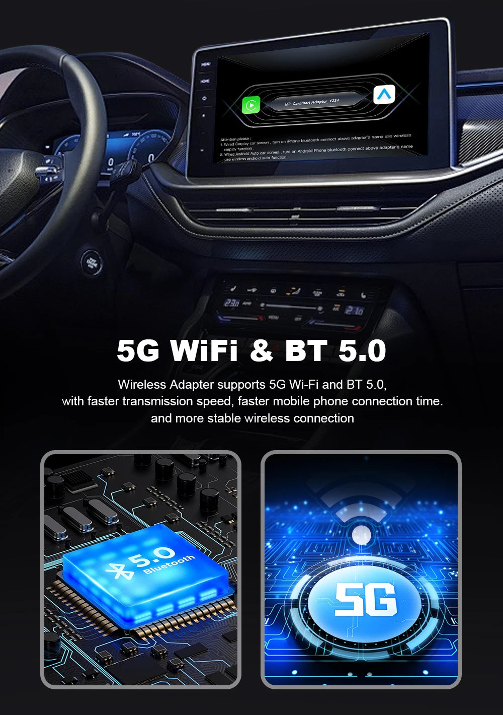 IHeylinkit New 2 In 1 Mini Wireless Carplay Android auto Wireless Adapter Smart connectivity for most vehicle models