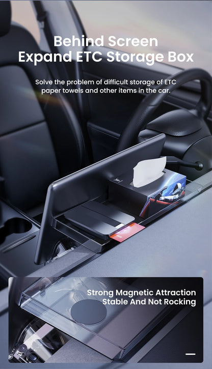 YZ For 2021-2026 Tesla Highland Model 3/Y/YL Juniper Tray Magnetic Under Screen Hidden Storage Box Magnetic Hidden Screen Box